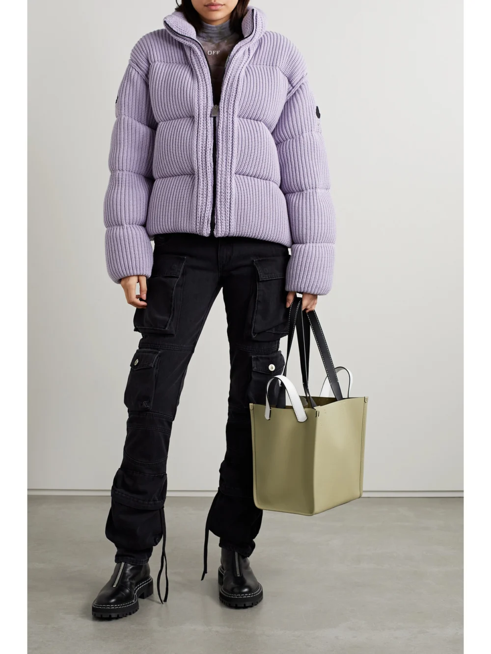 Moncler Genius Quilted Ribbed-knit Down Jacket, worn by a model