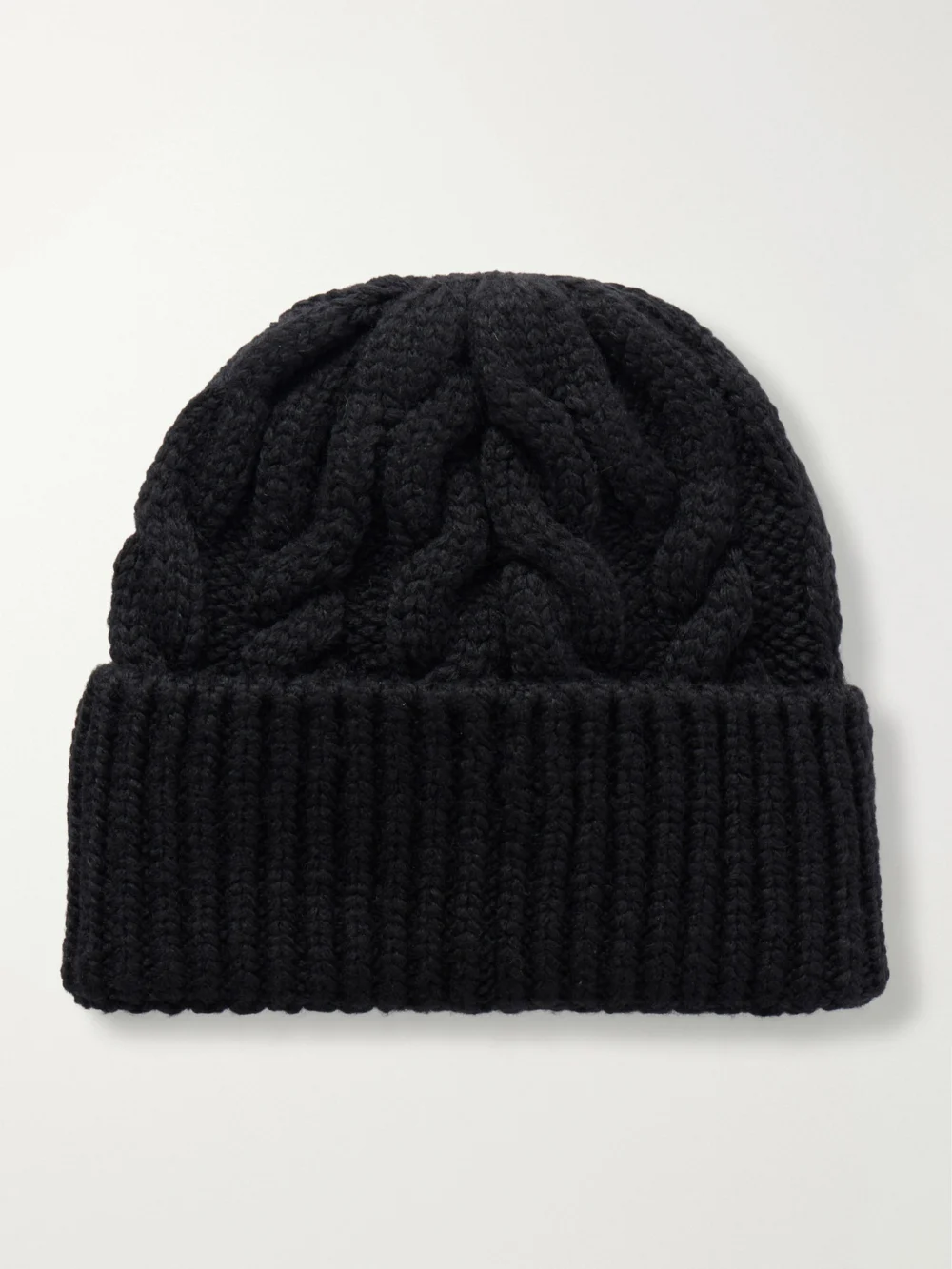 Back view of the Moncler Grenoble Cable-knit Wool-blend Beanie