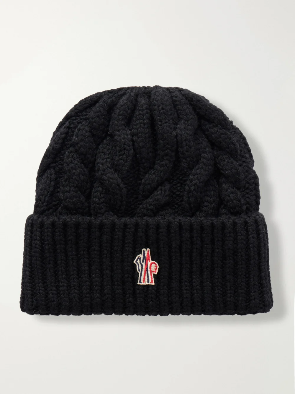 Moncler Grenoble Cable-knit Wool-blend Beanie in black
