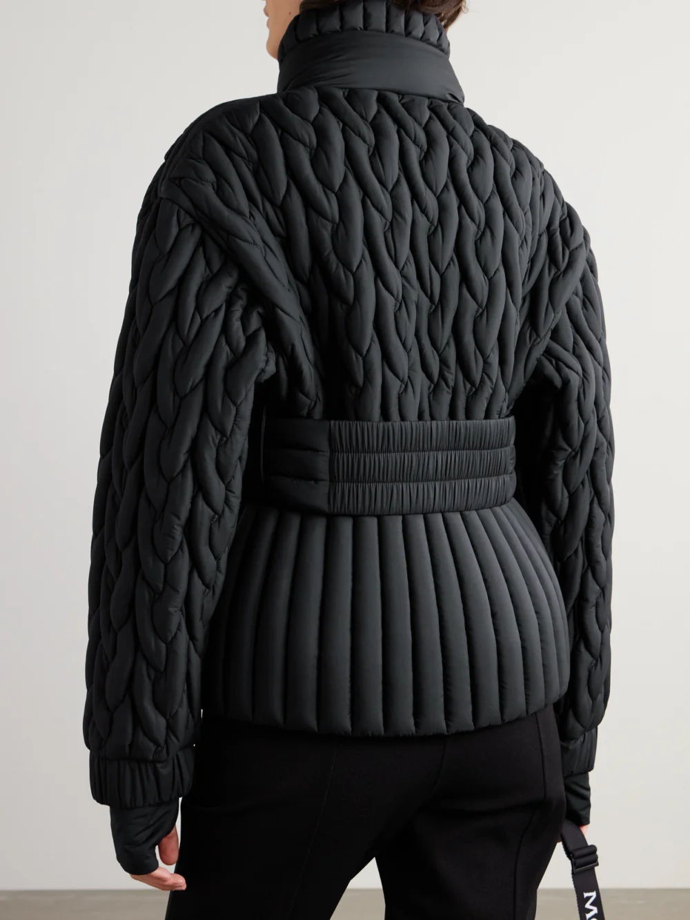 Back view of the Moncler Grenoble Maipo Appliquéd Belted Quilted Padded Shell Down Ski Jacket