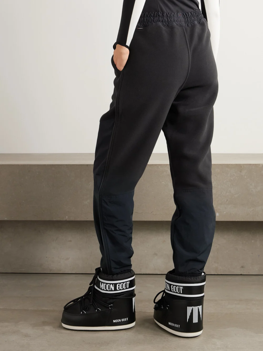 Back view of the Moncler Grenoble Shell-paneled Fleece Tapered Sweatpants