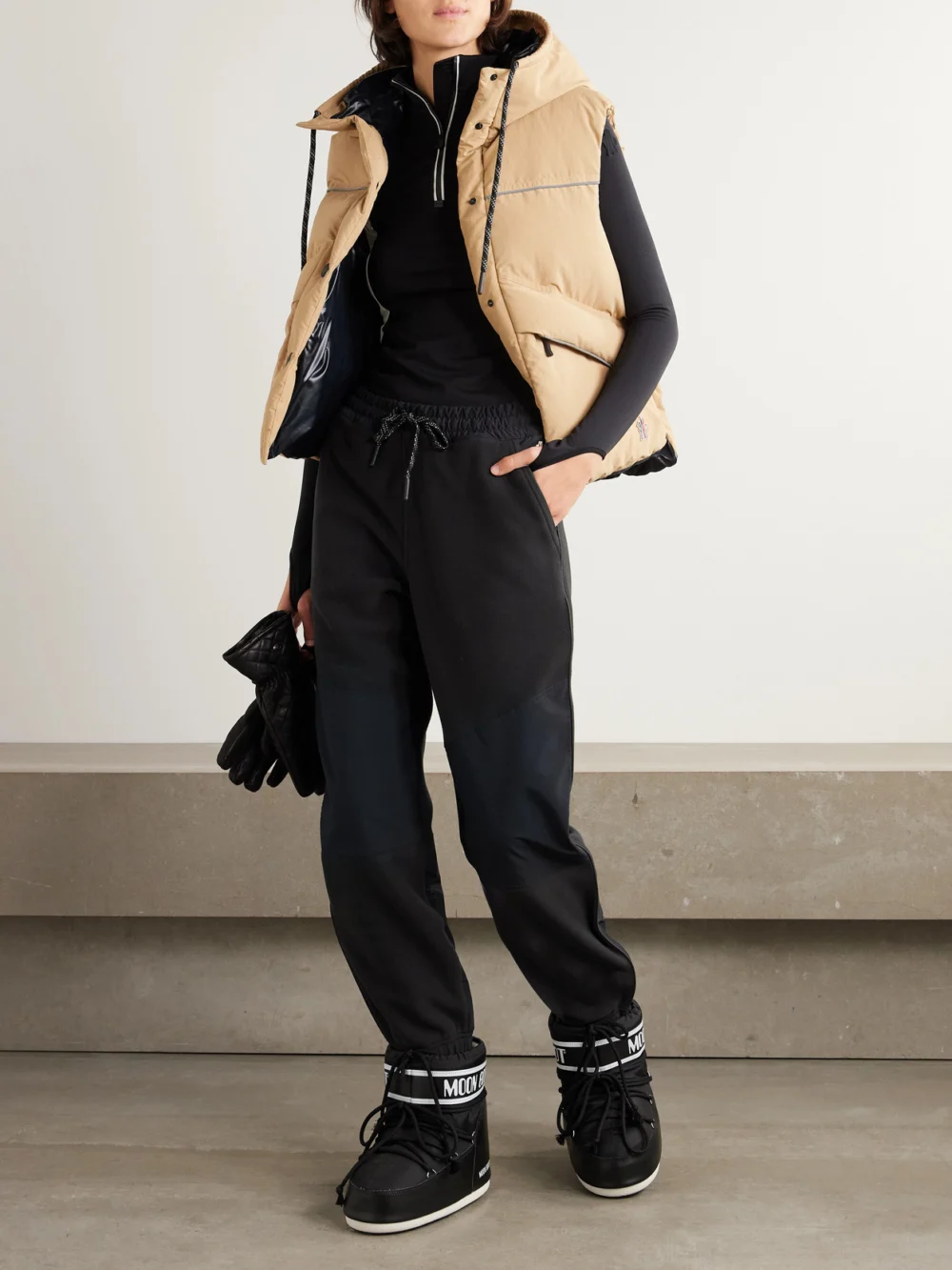 Moncler Grenoble Shell-paneled Fleece Tapered Sweatpants, worn by a model