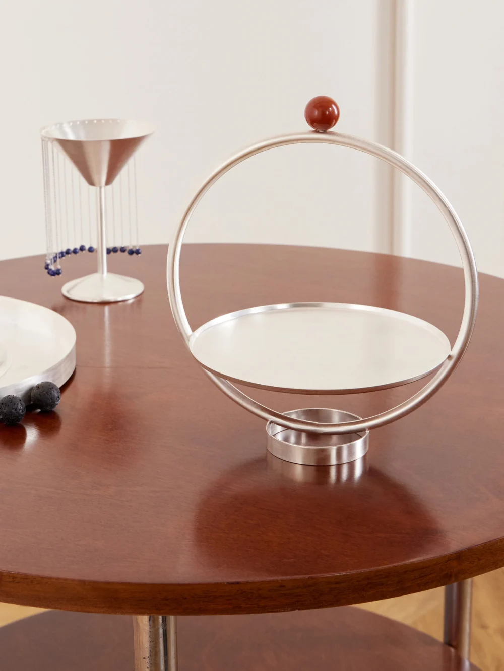 Natalia Criado Redonda Silver-plated and Stone Cake Stand, styled view