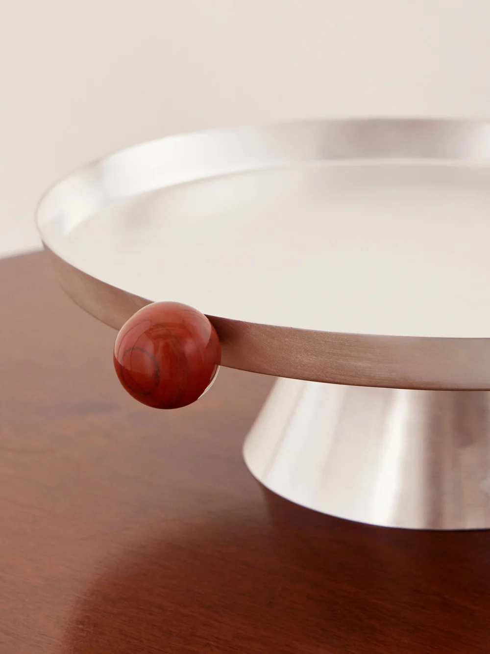 Close-up detail of the Natalia Criado Silver-plated and Stone Cake Stand