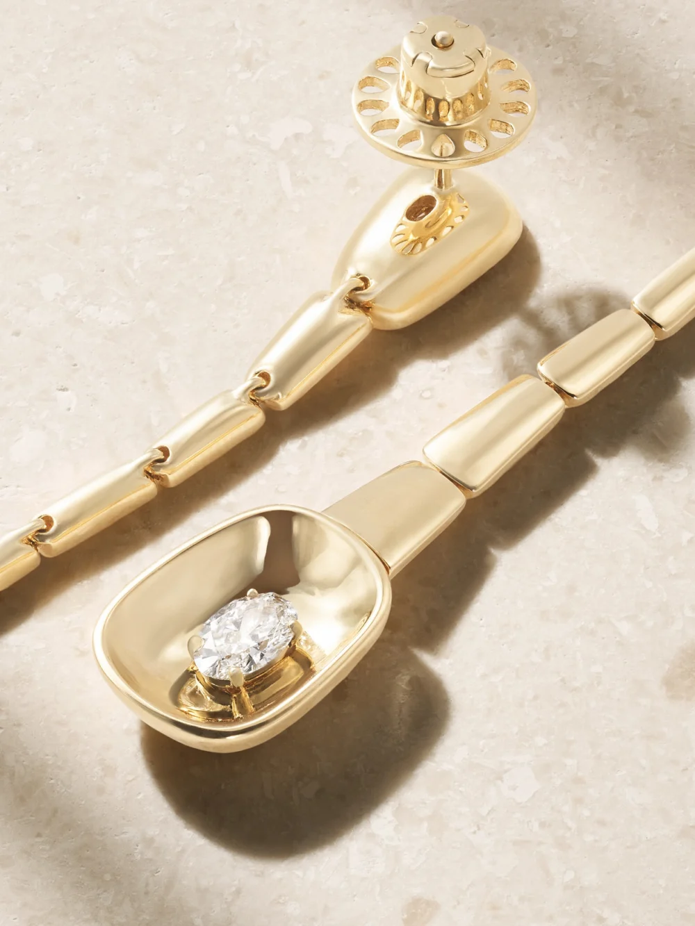 Back view of the Nikos Koulis Look 18-karat Gold Diamond Earrings