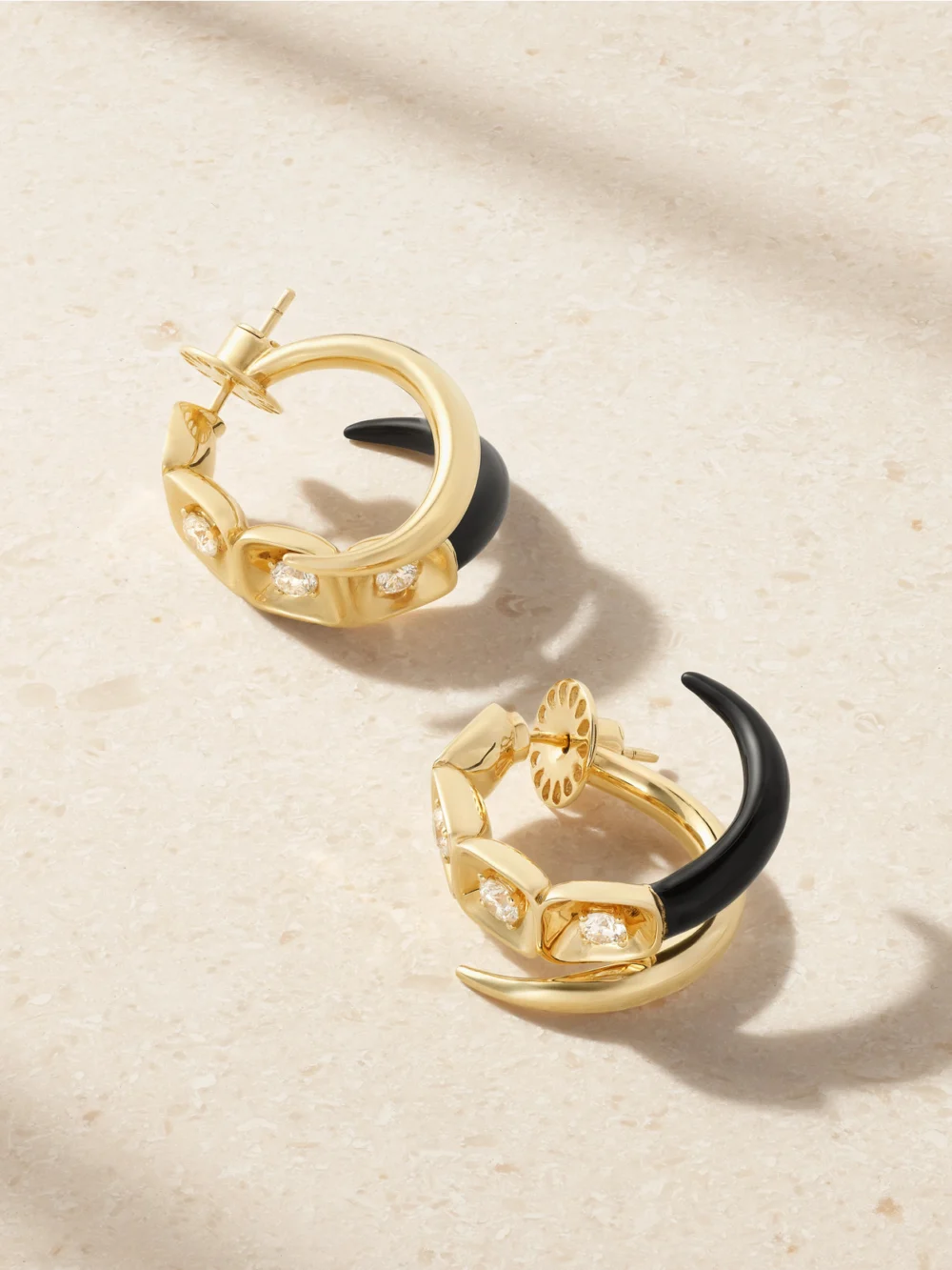 Nikos Koulis Look 18-karat Gold, Enamel and Diamond Earrings