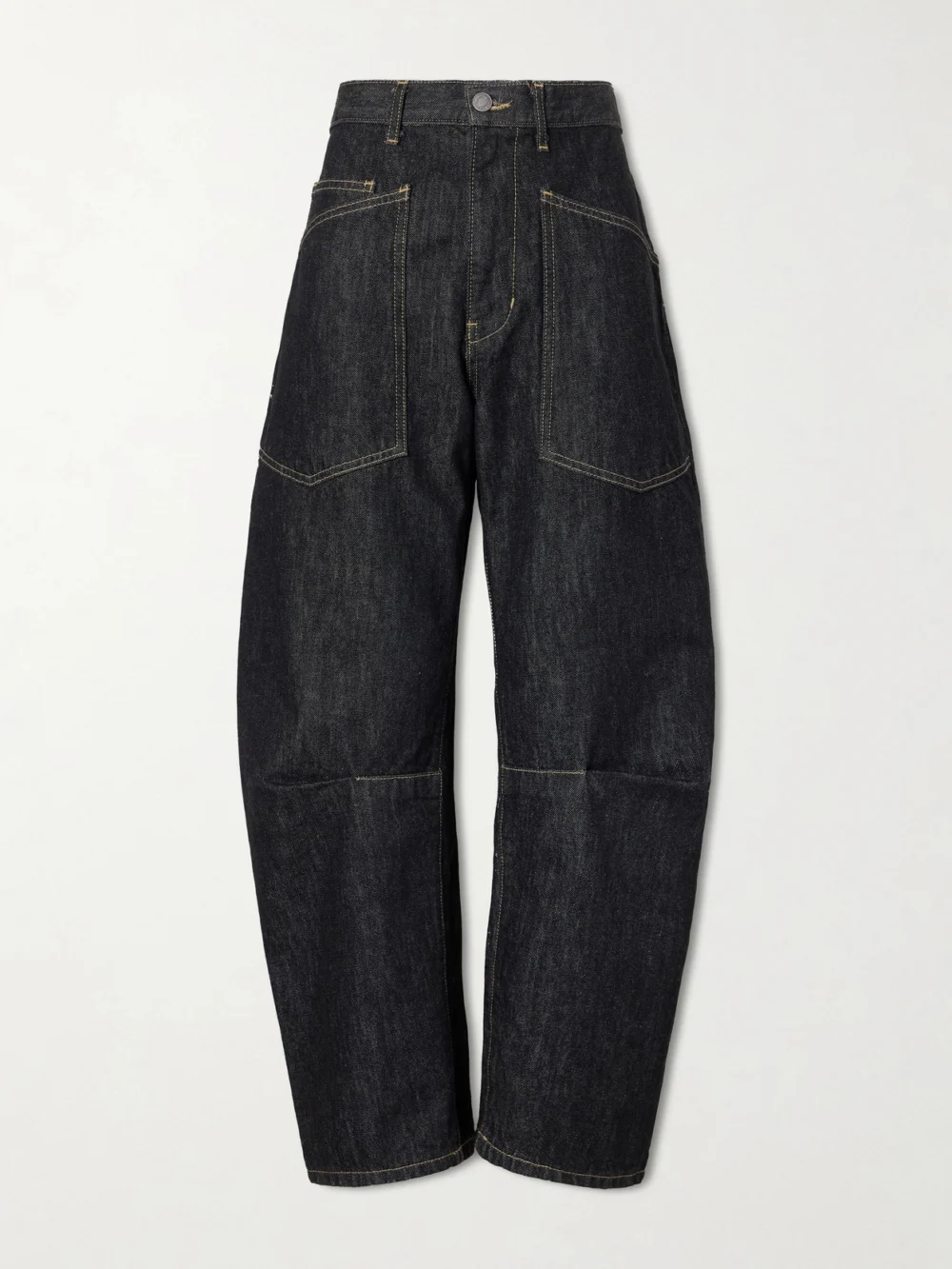 Nili Lotan Shon Mid Rise Barrel-leg Jeans in dark denim