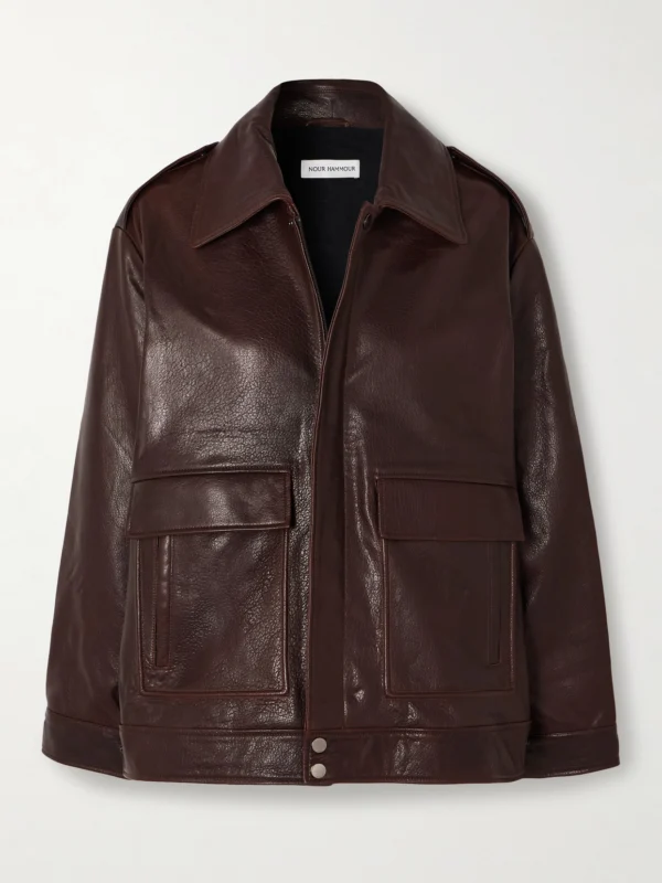 Nour Hammour Drey Textured-leather Jacket