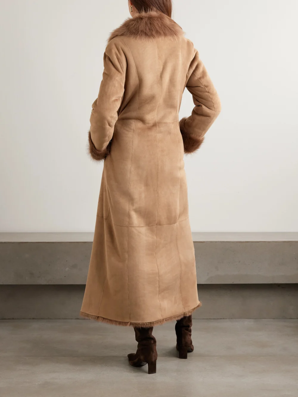 Back view of the Nour Hammour Joni Shearling Coat