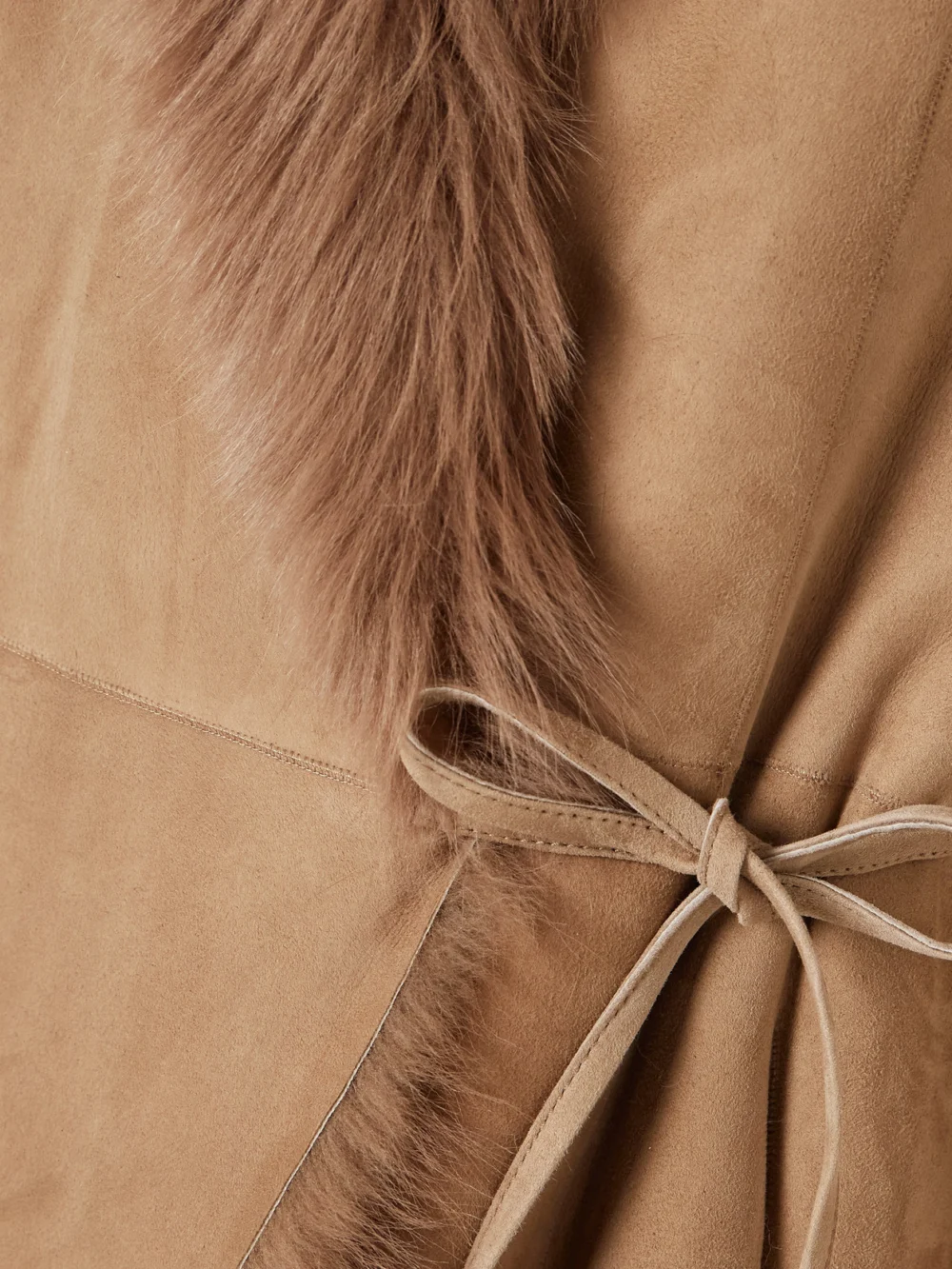 Close-up detail of the Nour Hammour Joni Shearling Coat