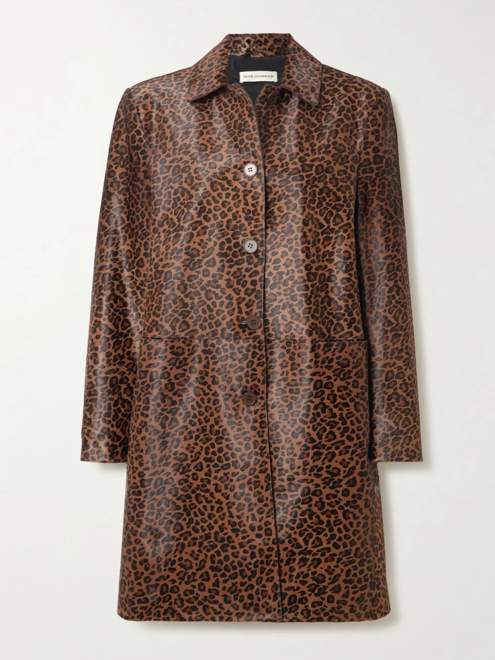 Nour Hammour Leopard-print Calf Hair Coat in leopard print