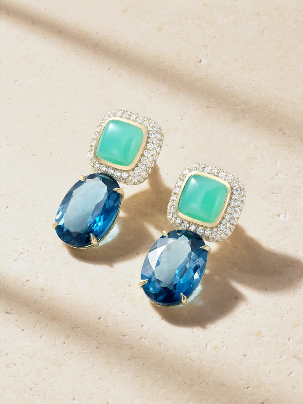 Octavia Elizabeth 18-karat Gold, Topaz, Chrysoprase and Diamond Earrings in green