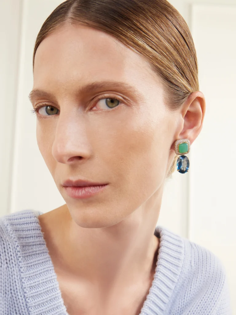 Octavia Elizabeth 18-karat Gold, Topaz, Chrysoprase and Diamond Earrings