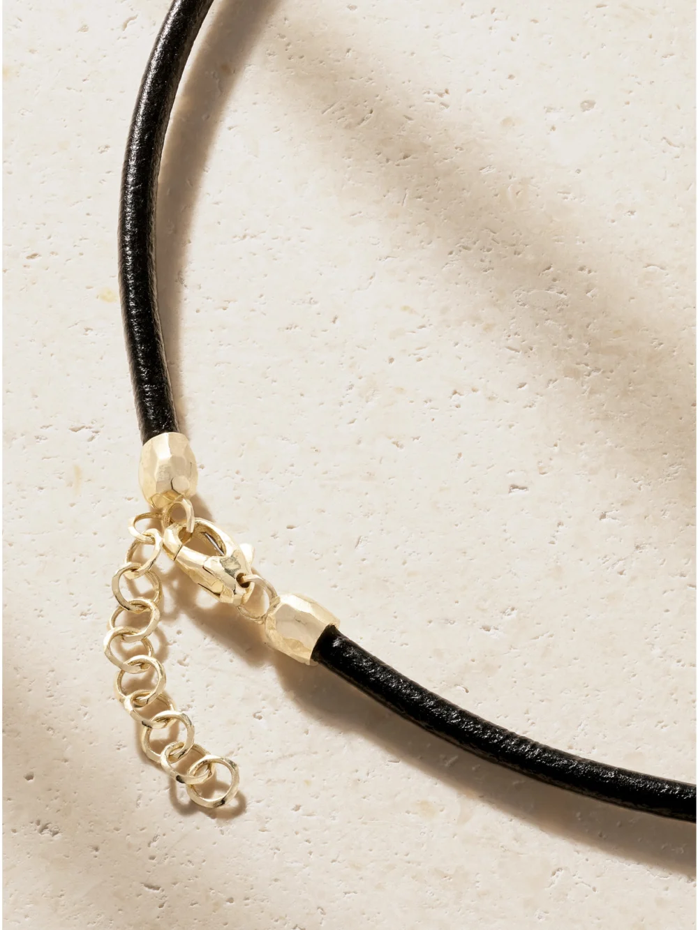Back view of the Octavia Elizabeth Jumbo Hidden Gem 18-karat Gold, Turquoise and Leather Necklace
