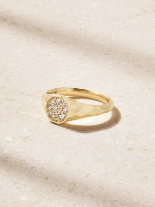Octavia Elizabeth Mini Octavia 18-karat Gold Diamond Signet Ring