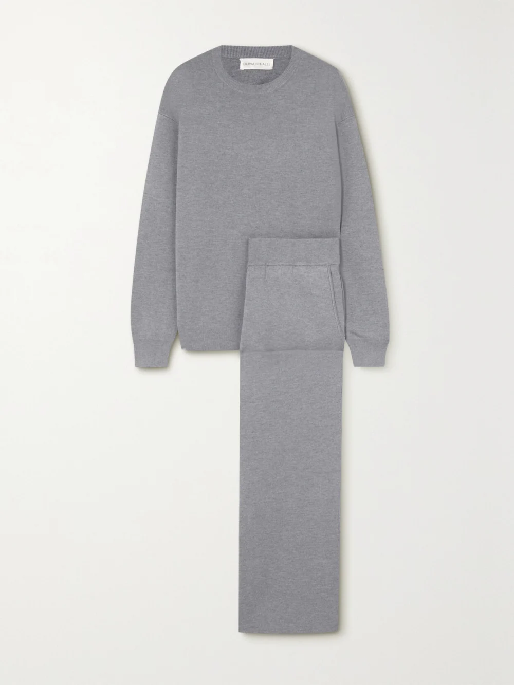 Olivia von Halle Carmel Silk and Cashmere-blend Sweatshirt and Track Pants Set in gray