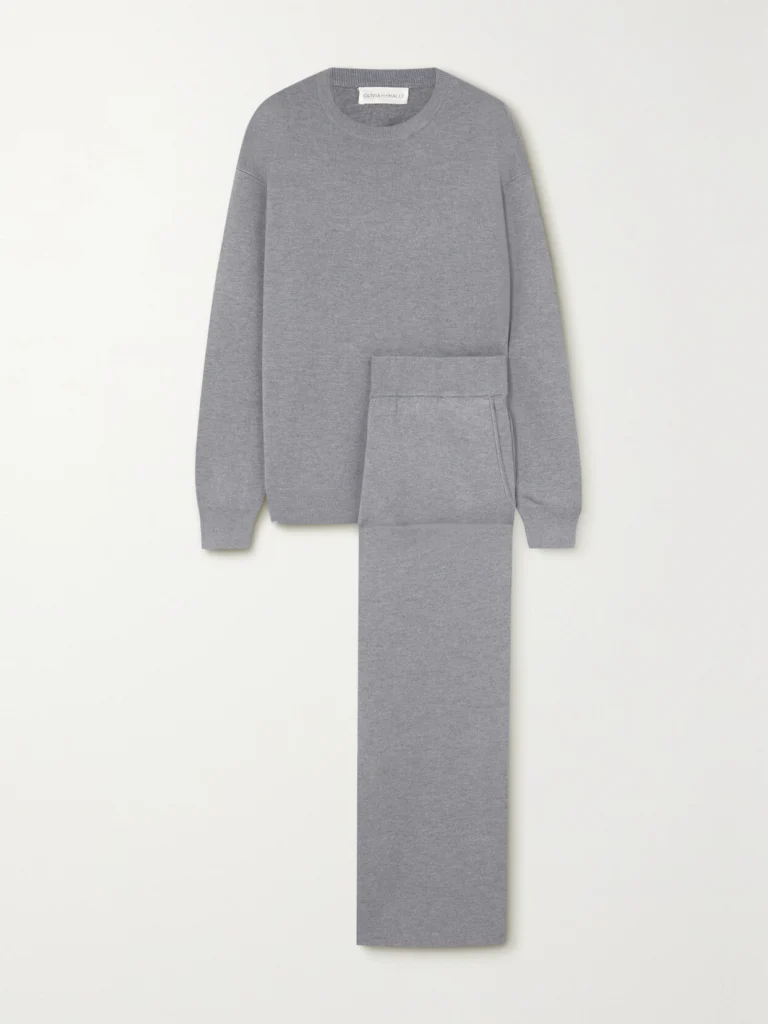 Olivia von Halle Carmel Silk and Cashmere-blend Sweatshirt and Track Pants Set