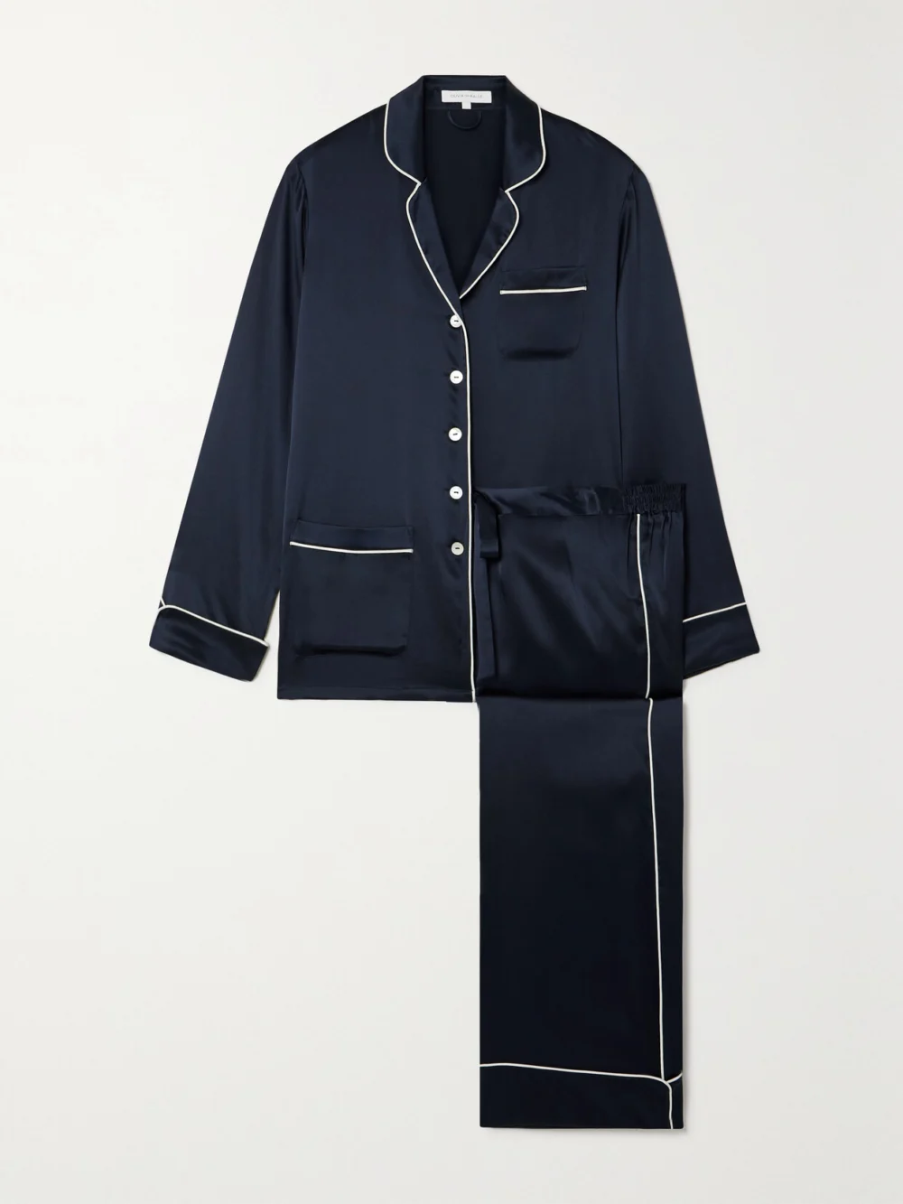 Olivia von Halle Coco Silk-satin Pajama Set in navy
