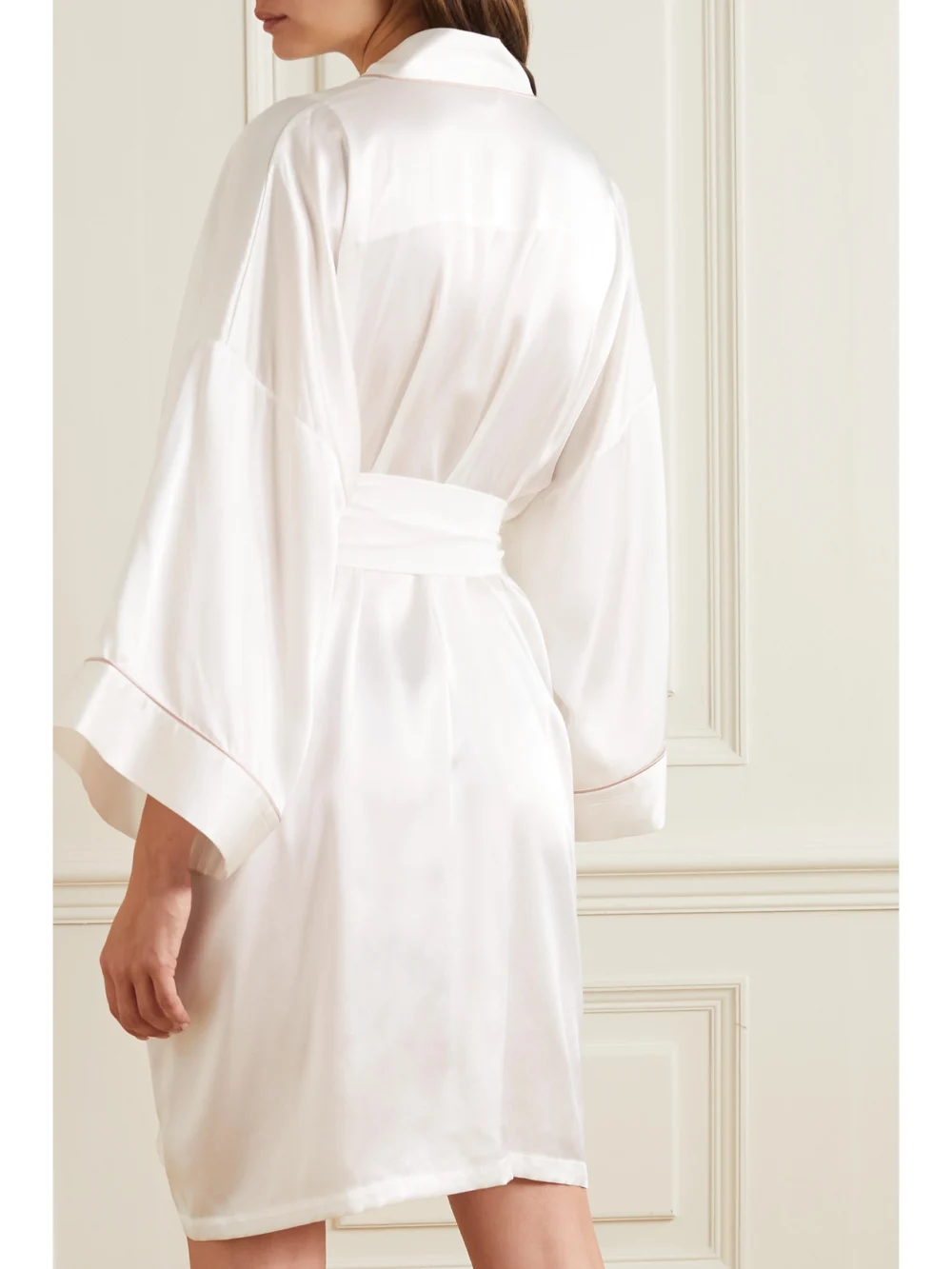 Back view of the Olivia von Halle Mimi Silk-satin Robe