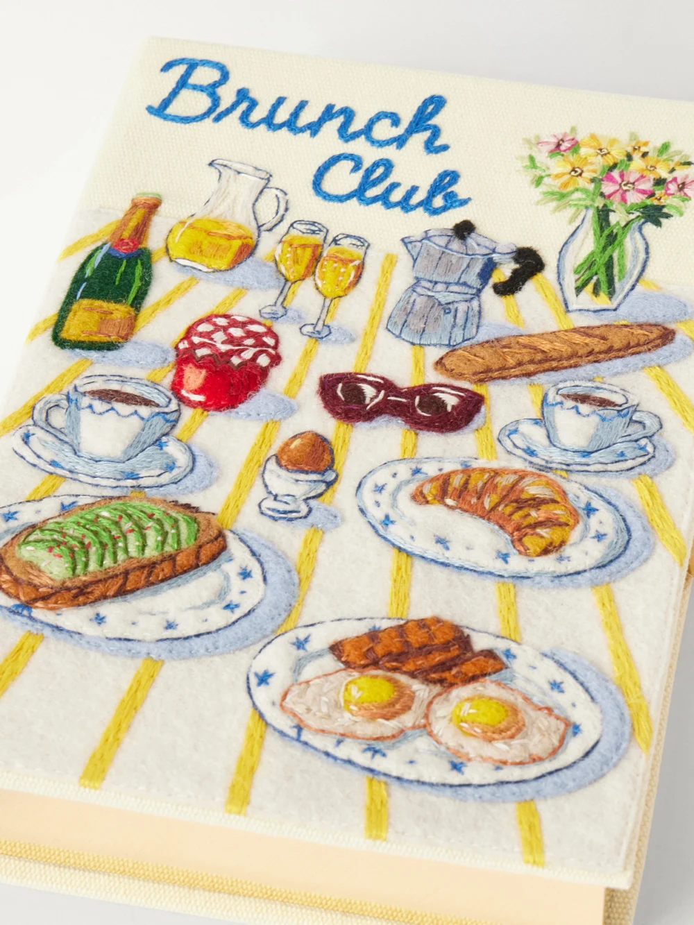 Close-up detail of the Olympia Le-Tan Brunch Club Embroidered Canvas Clutch