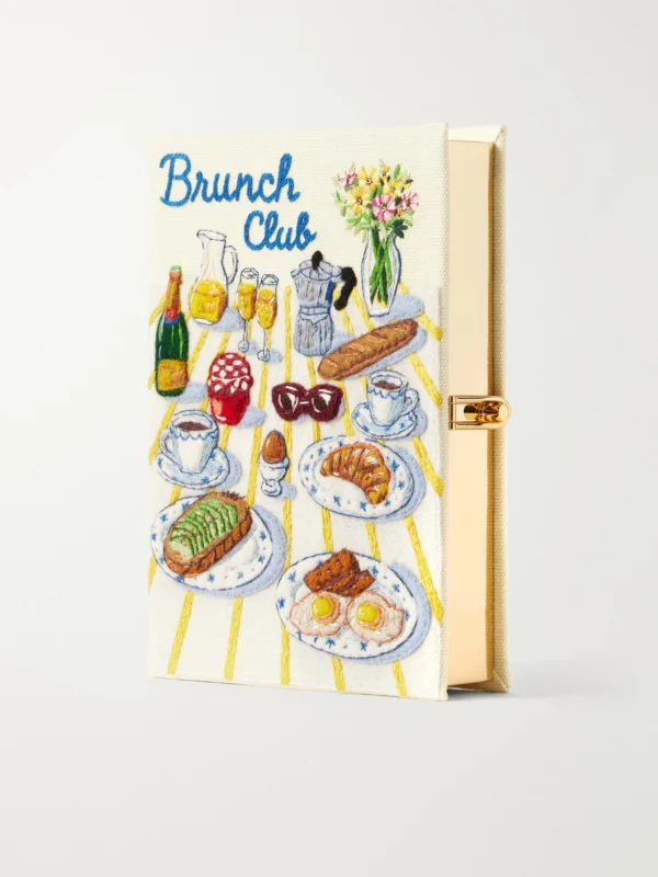 Olympia Le-Tan Brunch Club Embroidered Canvas Clutch