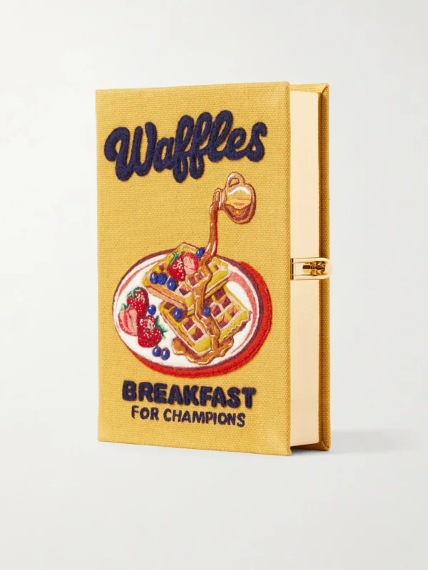Olympia Le-Tan Waffles: Breakfast for Champions Embroidered Canvas Clutch