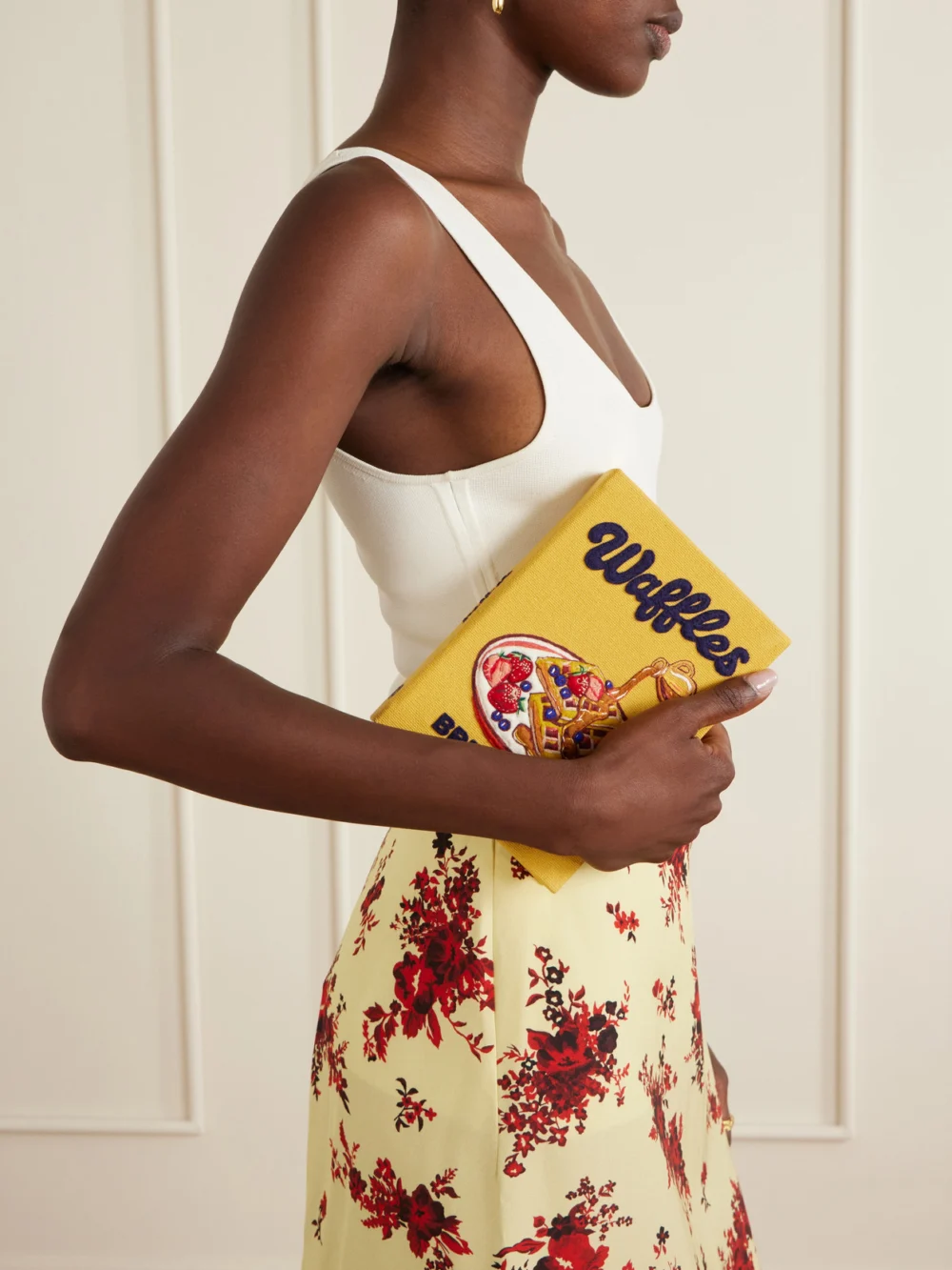 Olympia Le-Tan Waffles: Breakfast for Champions Embroidered Canvas Clutch, styled view