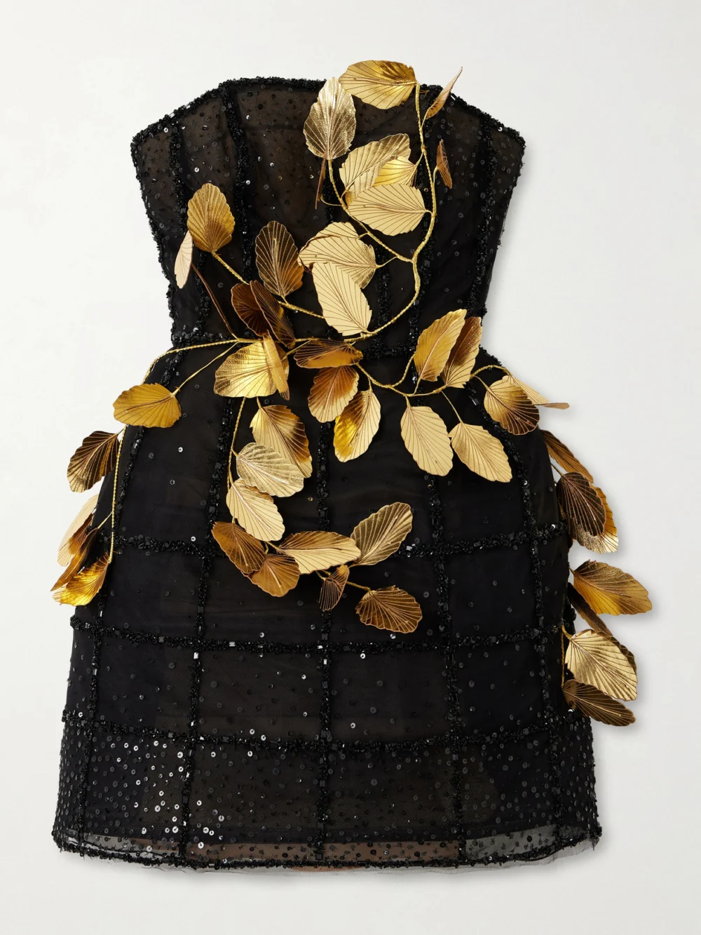 Oscar de la Renta Embellished Tulle Mini Dress in black