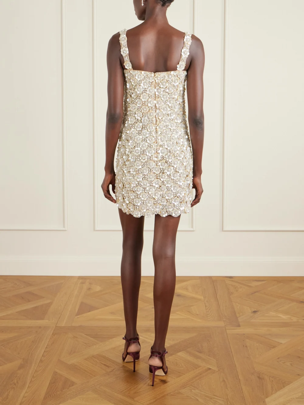 Back view of the Oscar de la Renta Embroidered Mini Dress