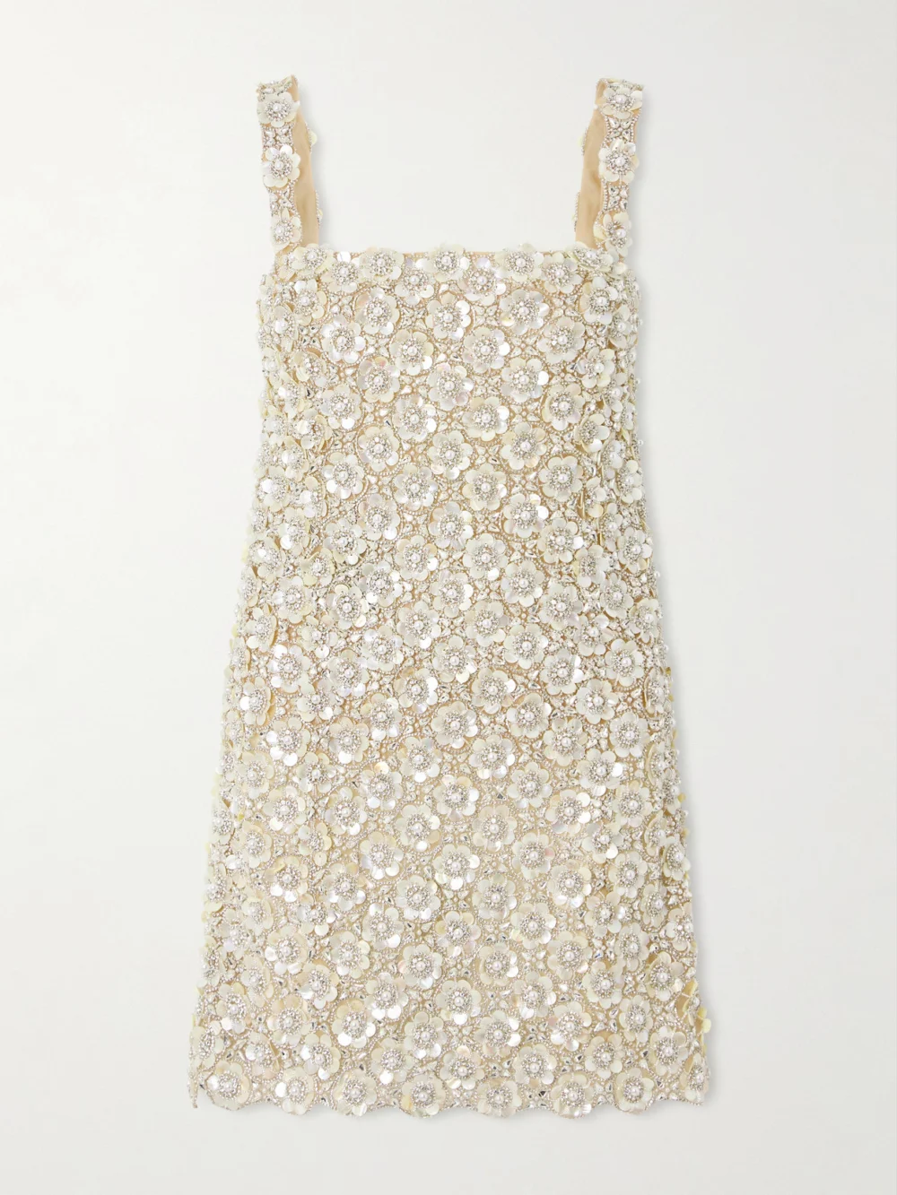 Oscar de la Renta Embroidered Mini Dress in silver
