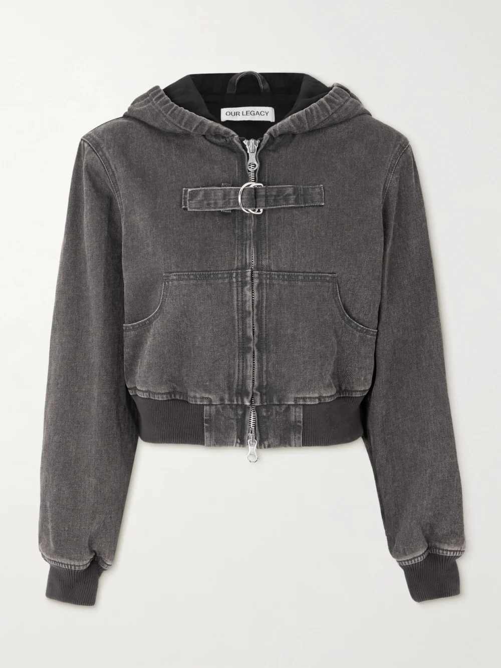 Our Legacy Cropped Hooded Denim Jacket in gray
