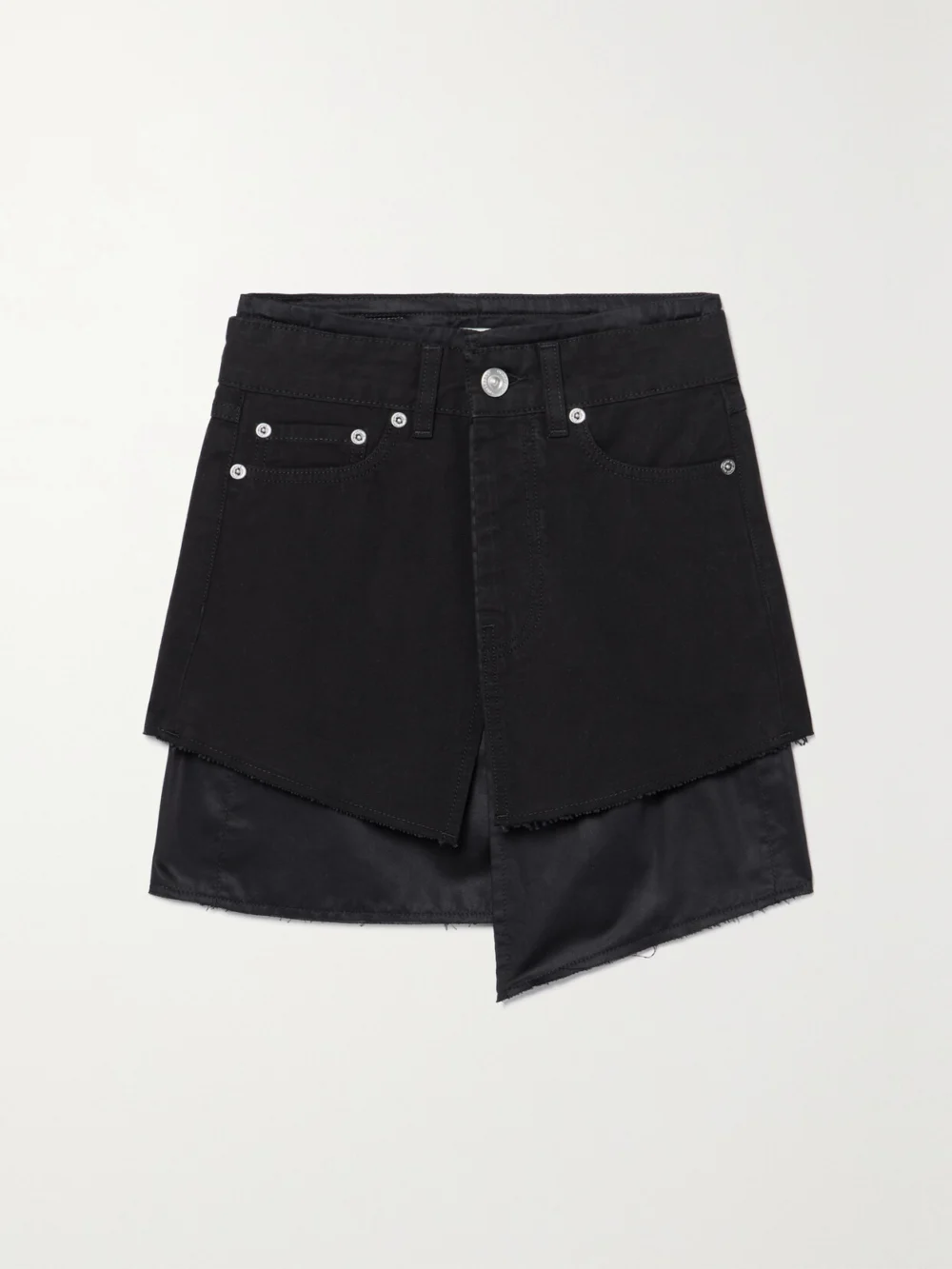 Our Legacy Layered Tencel™ Lyocell and Denim Mini Skirt in black
