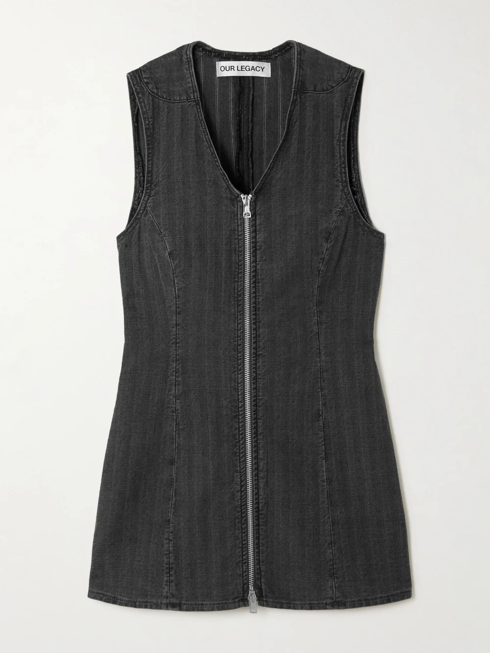 Our Legacy Zip-detailed Striped Denim Tank in gray