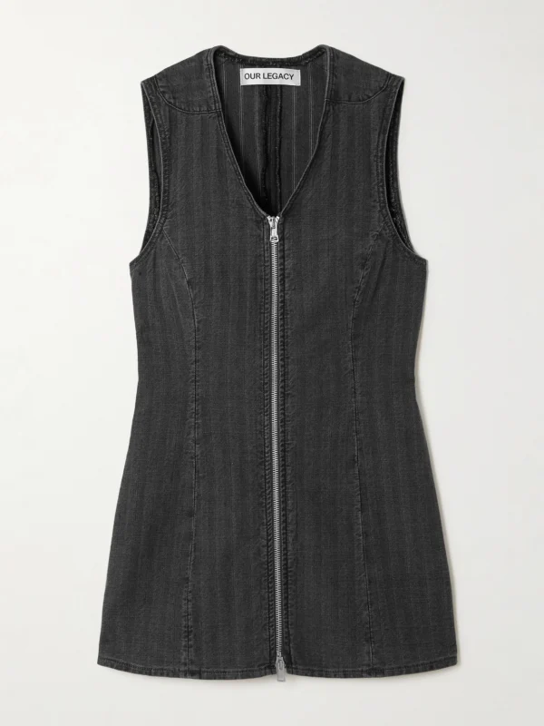 OUR LEGACY Zip-detailed Striped Denim Tank