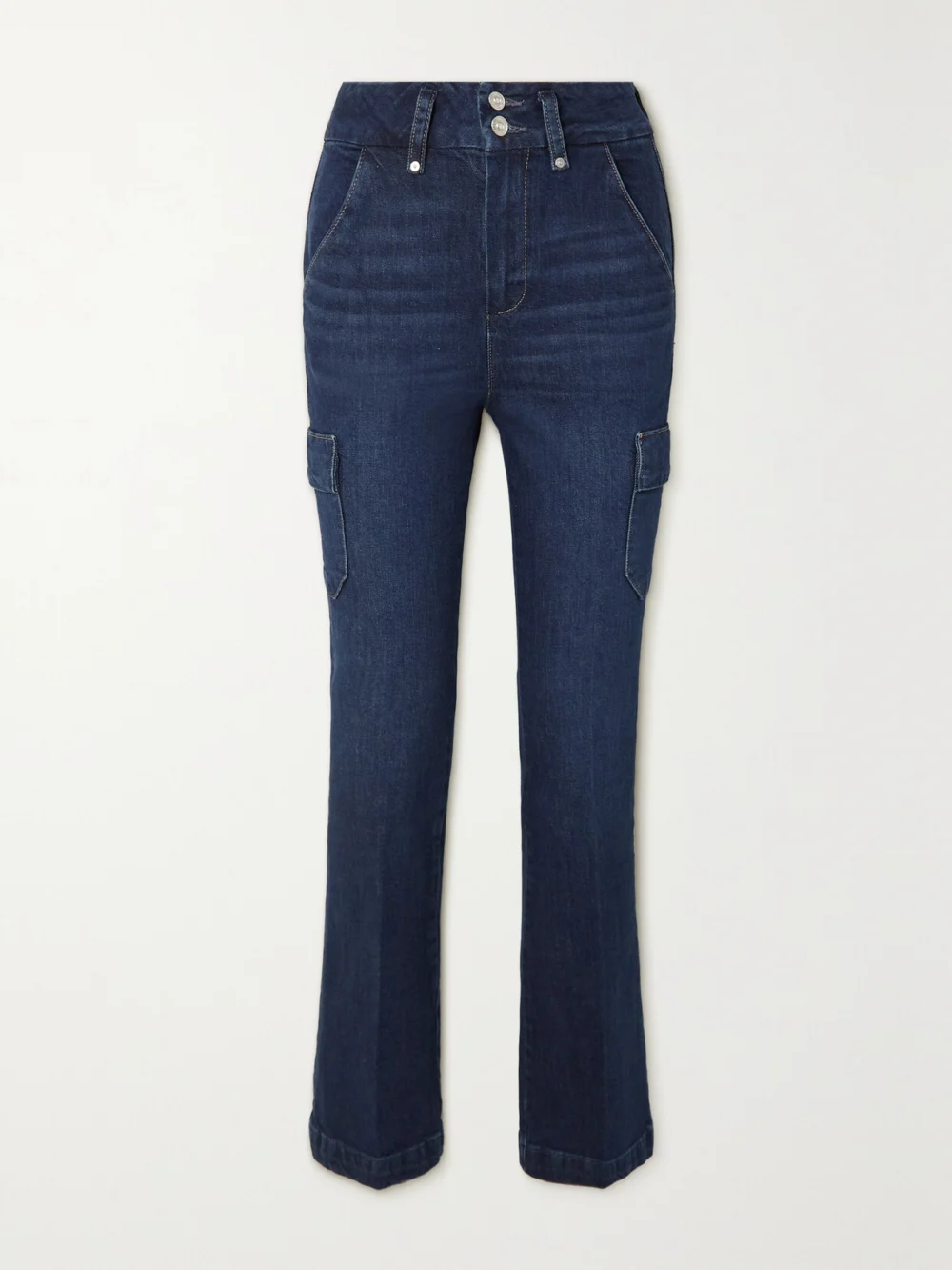 Paige Dion High-rise Flared Cargo Jeans in dark denim