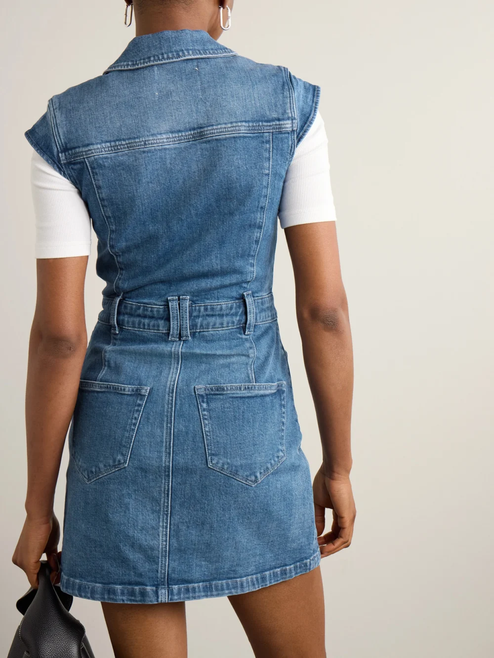 Back view of the Paige Jaxsyn Stretch-denim Mini Dress