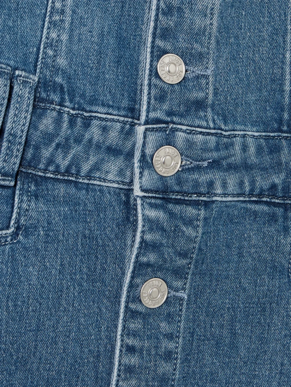 Close-up detail of the Paige Jaxsyn Stretch-denim Mini Dress