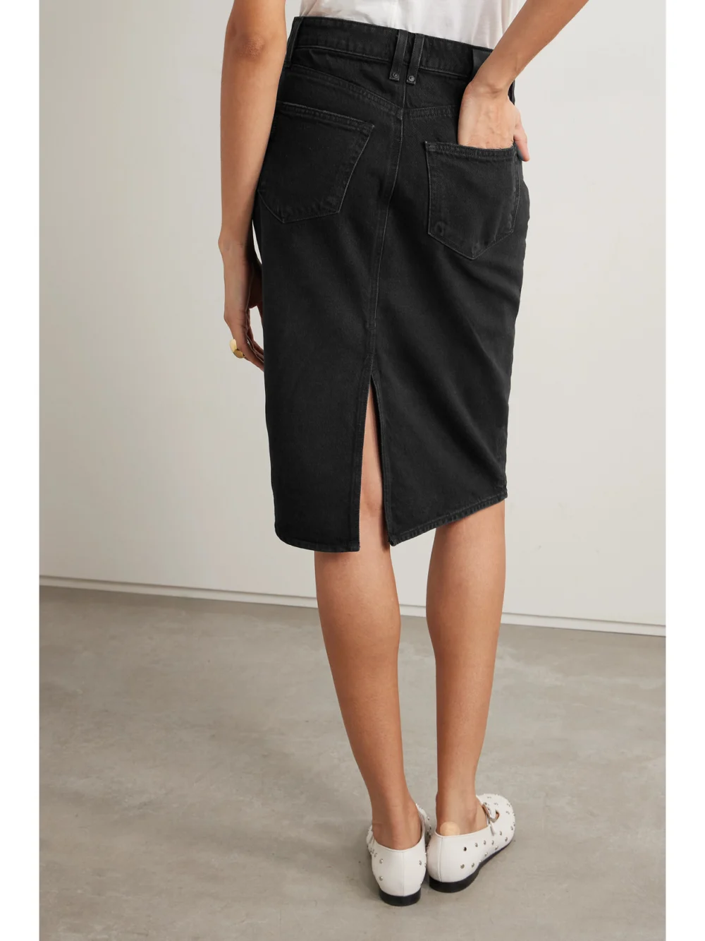 Back view of the Paige Siren Denim Skirt