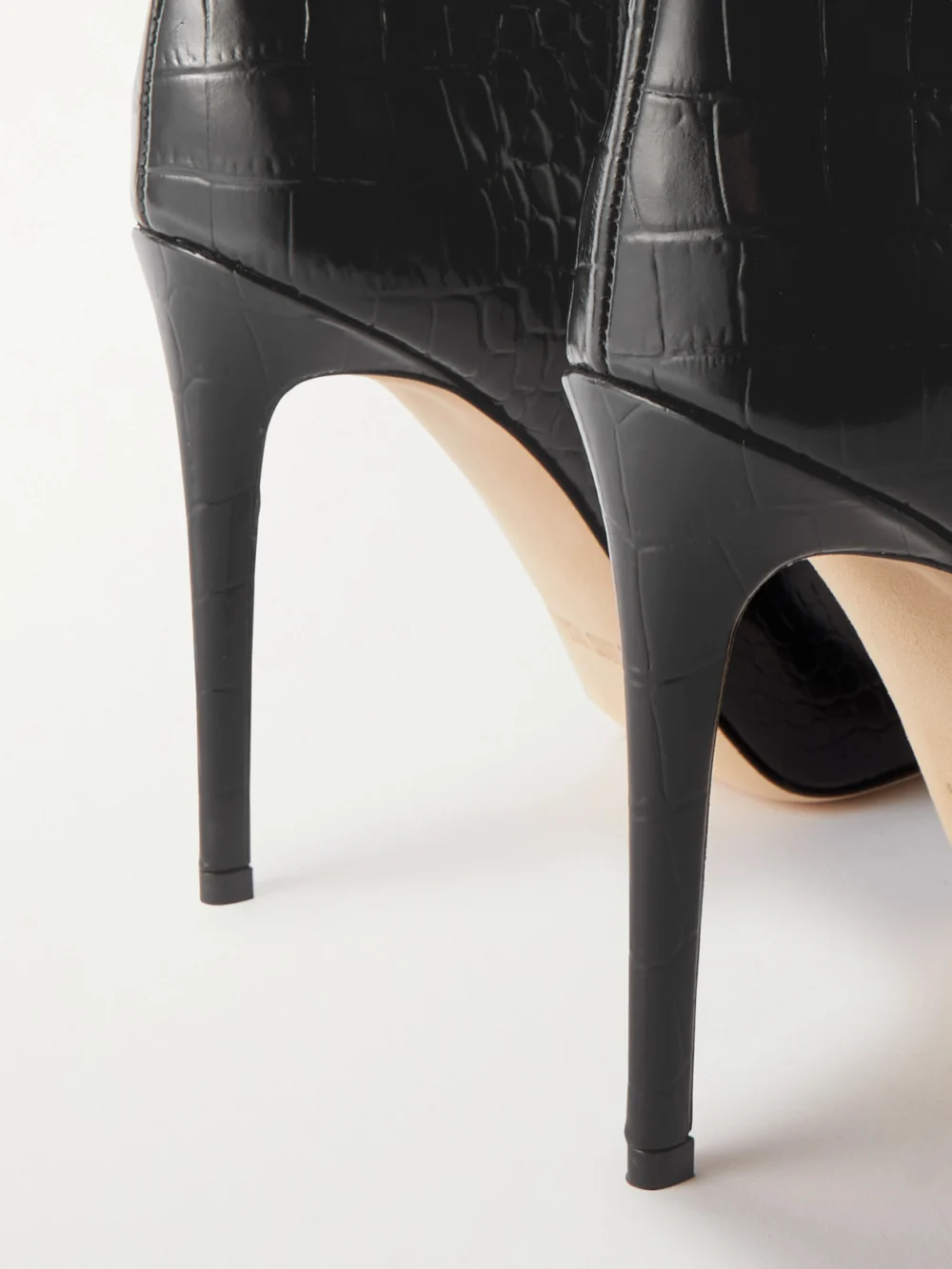 Close-up detail of the Paris Texas Croc-effect Leather Knee Boots