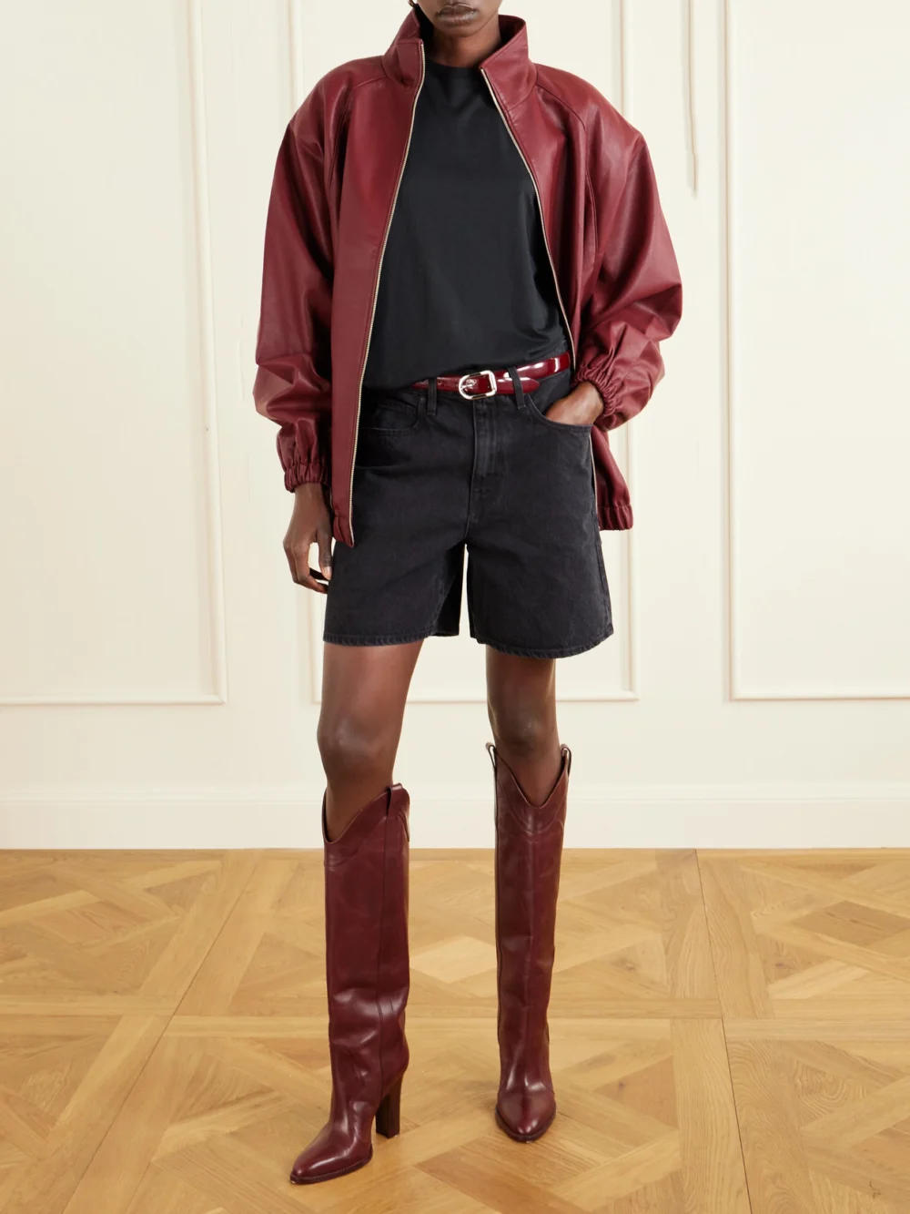 Paris Texas Lavinia 100 Leather Knee Boots, styled view