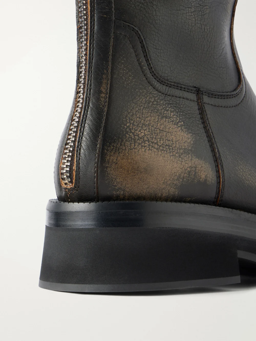 Close-up detail of the Paris Texas Napa 20 Distressed Leather Ankle Boots