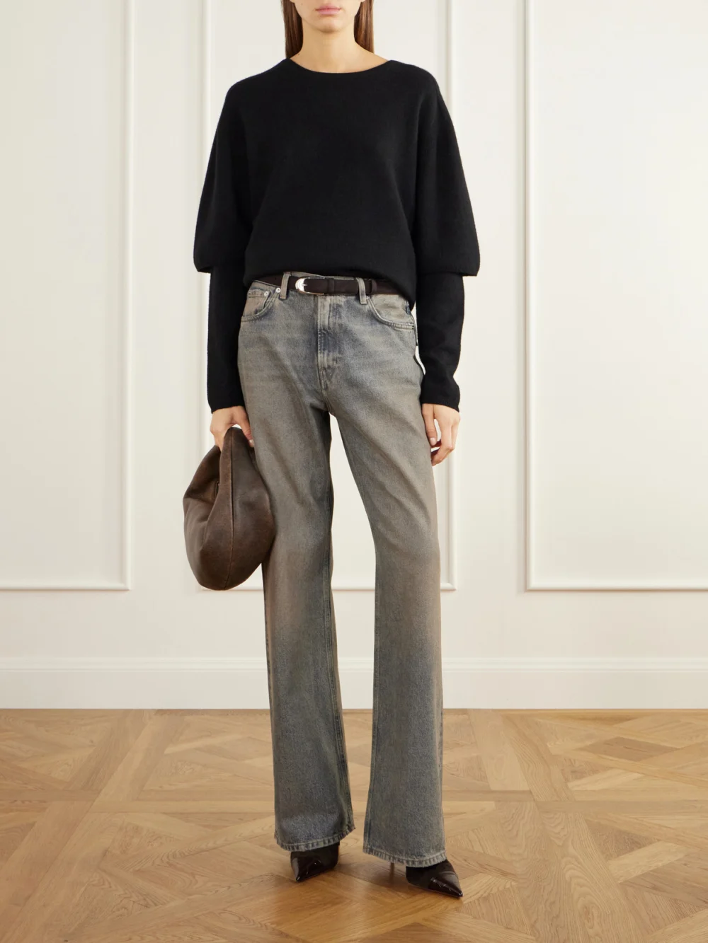 Paris Texas Vera 85 Croc-effect Leather-trimmed Suede Ankle Boots, styled view