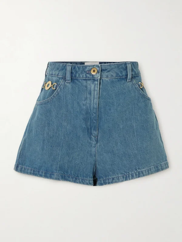 Patou Embellished Denim Shorts