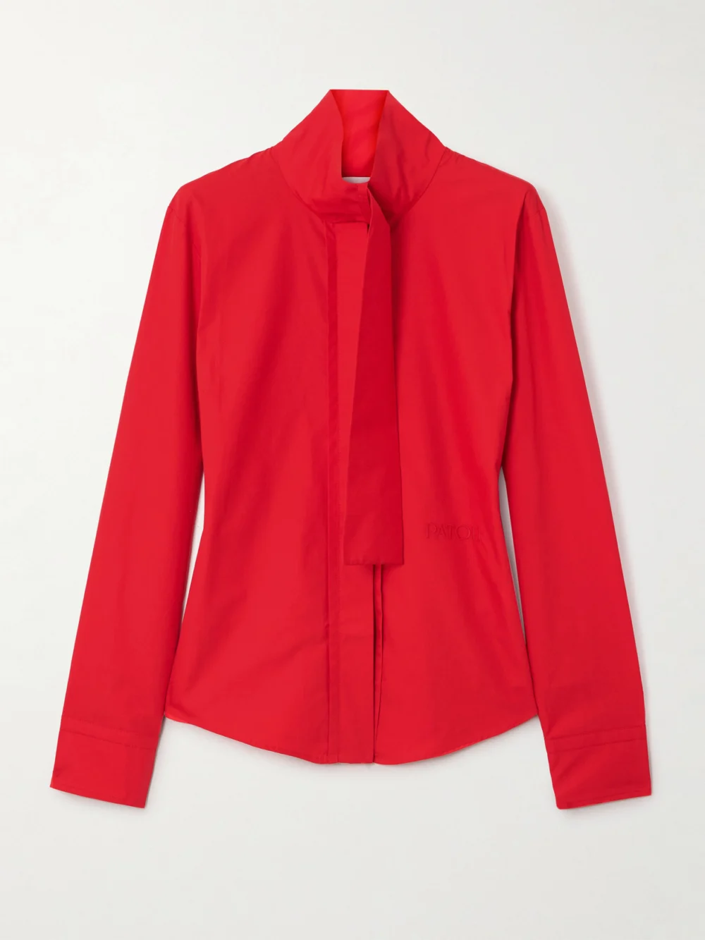 Patou Tie-neck Cotton-poplin Blouse in fuchsia