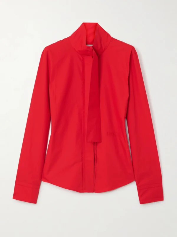 Patou Tie-neck Cotton-poplin Blouse