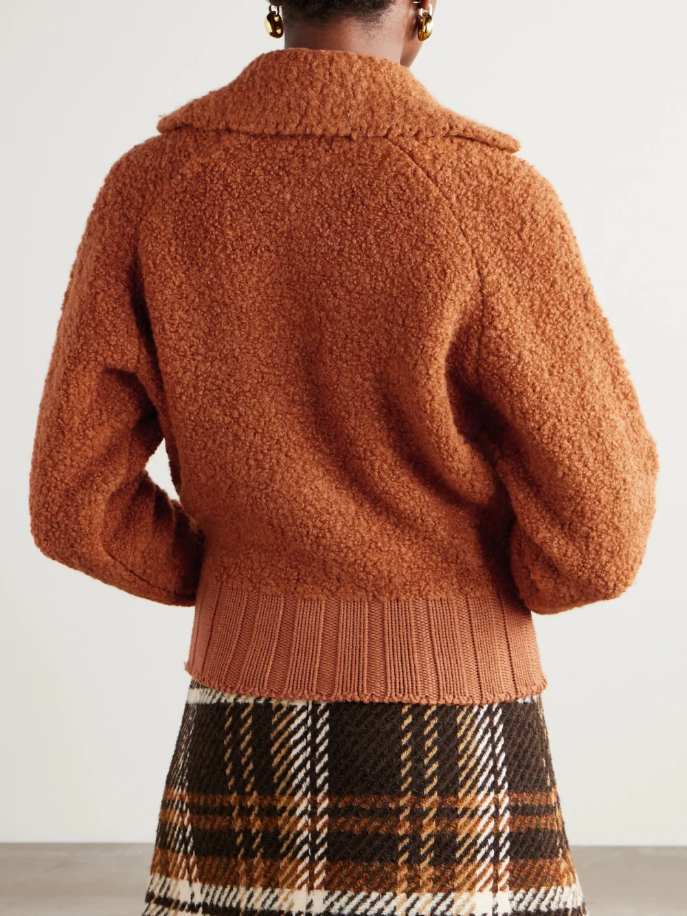 Back view of the Patou Wool-blend Bouclé Cardigan