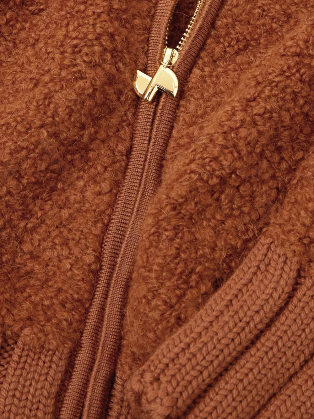 Close-up detail of the Patou Wool-blend Bouclé Cardigan