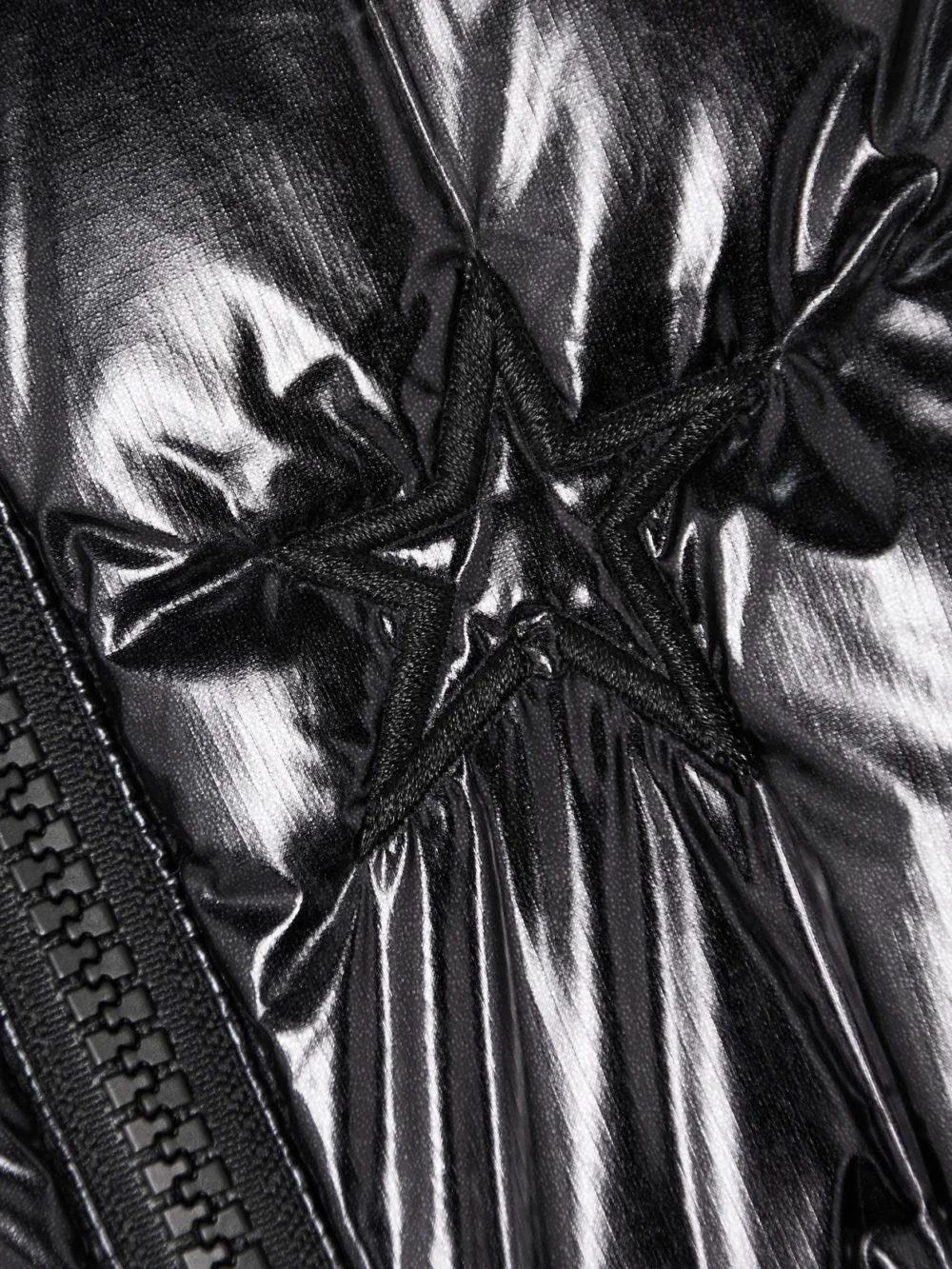Close-up detail of the Perfect Moment Floe Embroidered Padded Glossed-shell Down Ski Suit