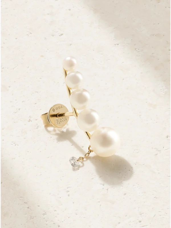 Persée Aphrodite 18-karat Gold, Pearl and Diamond Single Earring