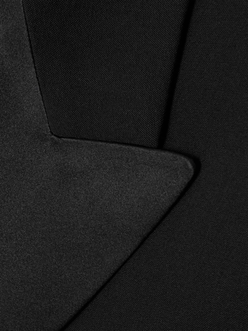 Close-up detail of the Petar Petrov Double-breasted Satin-trimmed Wool-blend Blazer